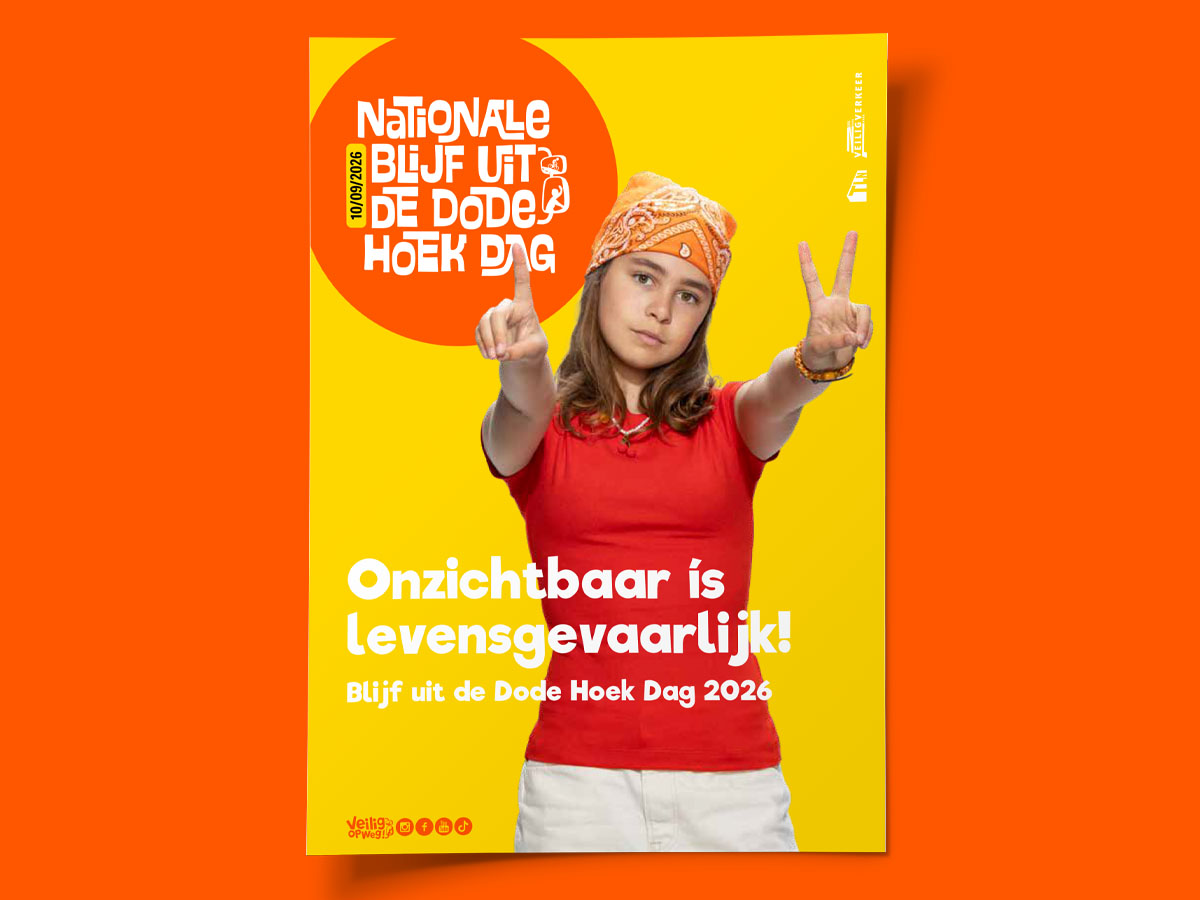 Voorbeeld van de A5 flyer voor de Dode Hoek Dag 2026